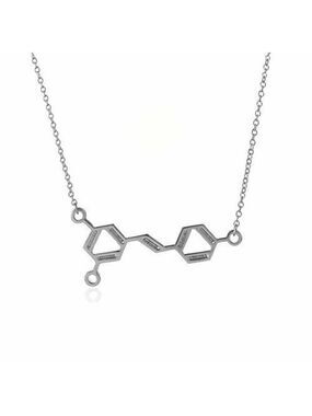Resveratrol Wine Molecule Pendant Necklace in Silver